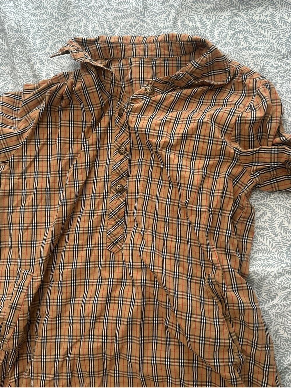 Plaid Button-Up Shirt Dress in Tan and Black